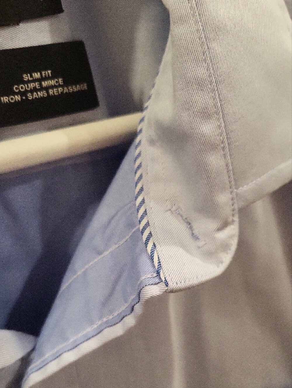 Haggar Men's Pale Blue Dress Shirt - Long Sleeve Point Collar - Picture 3 of 10